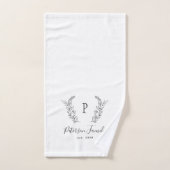Rustiek familie monogram en naam gepersonaliseerd bad handdoek (Handdoek)