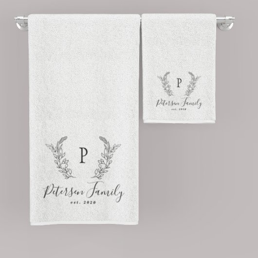 Rustiek familie monogram en naam gepersonaliseerd bad handdoek