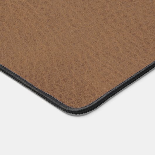 Rustiek Faux Bruin Leder Custom Monogram Bureaumat (Hoek)