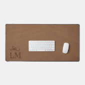 Rustiek Faux Bruin Leder Custom Monogram Bureaumat (Keyboard & Muis)