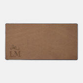 Rustiek Faux Bruin Leder Custom Monogram Bureaumat (Voorkant)