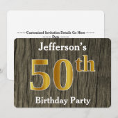 Rustiek, Faux Gold 50ste verjaardagsfeestje; aange Kaart (Voorkant / Achterkant)