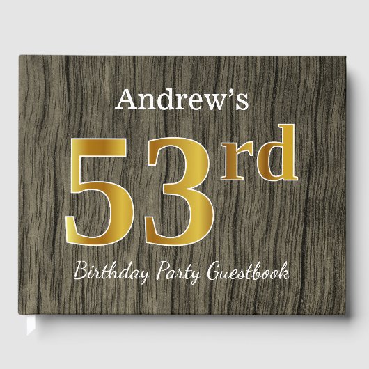 Rustiek, Faux Gold 53e verjaardagsfeestje; aangepa Gastenboek (Voorkant)