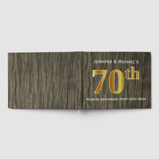 Rustiek, Faux Gold 70e bruiloft Jubileum Party Gastenboek (Volledig)
