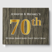 Rustiek, Faux Gold 70e bruiloft Jubileum Party Gastenboek (Voorkant)