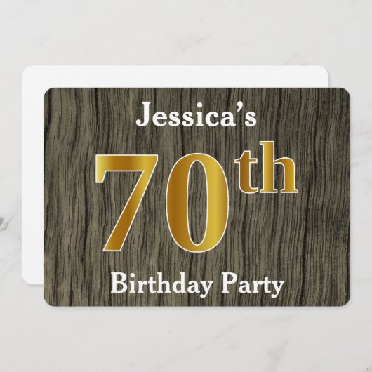 Rustiek, Faux Gold 70ste verjaardagsfeestje; aange Kaart (Voorkant / Achterkant)