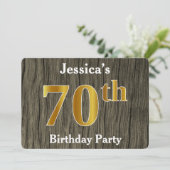 Rustiek, Faux Gold 70ste verjaardagsfeestje; aange Kaart (Staand voorkant)