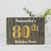 Rustiek, Faux Gold 80ste verjaardagsfeestje; aange Kaart (Staand voorkant)