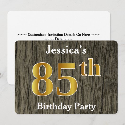Rustiek, Faux Gold 85e verjaardagsfeestje; aangepa Kaart (Voorkant / Achterkant)