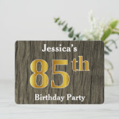 Rustiek, Faux Gold 85e verjaardagsfeestje; aangepa Kaart (Staand voorkant)