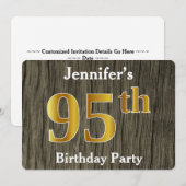 Rustiek, Faux Gold 95e verjaardagsfeestje; aangepa Kaart (Voorkant / Achterkant)