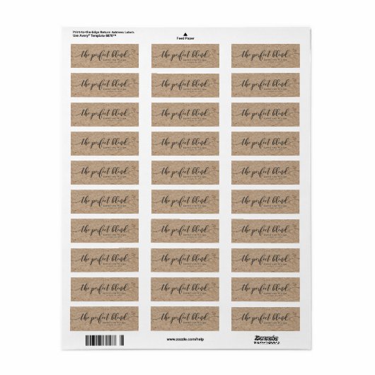 Rustiek Faux Kraft Script De perfecte mix bruiloft Etiket (Full Sheet)