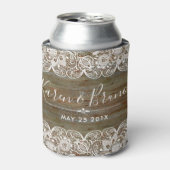 Rustiek Faux Wood & Elegant Wit  Kant Blikjeskoeler (Blikje Voorkant)