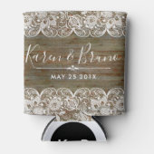 Rustiek Faux Wood & Elegant Wit  Kant Blikjeskoeler (Voorkant)