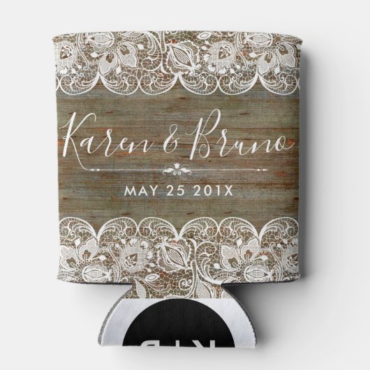 Rustiek Faux Wood & Elegant Wit Kant Blikjeskoeler (Achterkant)