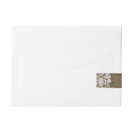 Rustiek Faux Wood & Wit  Kant Omwikkelbaar Adreslabel (Achterkant)