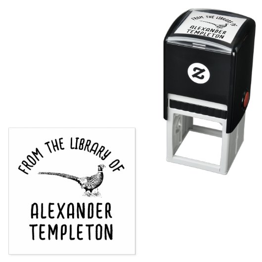 Rustiek fazant spel vogel bibliotheek boek naam zelfinktende stempel (In situ)