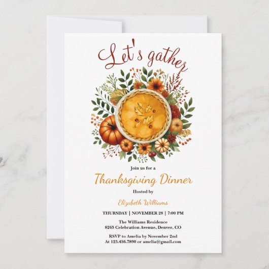 Rustiek Feest Laten we Thanksgiving Diner Verzamel Kaart (Voorkant)