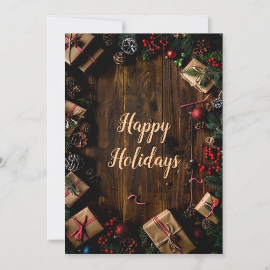 Rustiek feestelijk kerstfeest kaart (Achterkant)