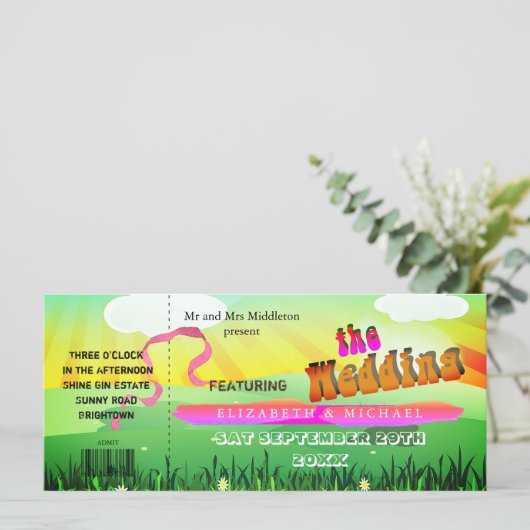 Rustiek Festival Wedfest Moderne bruiloft uitnodig (Staand voorkant)