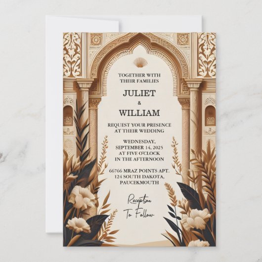 Rustiek Fiesta Bloemen Roos Spaans Bruiloft Kaart (Voorkant)