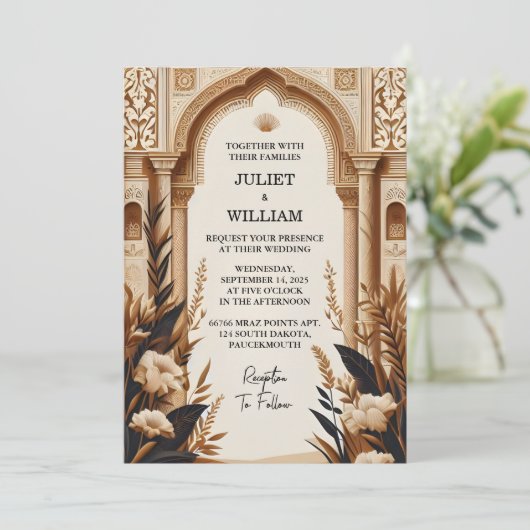 Rustiek Fiesta Bloemen Roos Spaans Bruiloft Kaart (Staand voorkant)