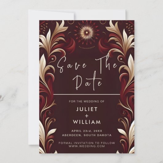 Rustiek Fiesta Bloemen Roos Spaans Bruiloft Save The Date (Voorkant)