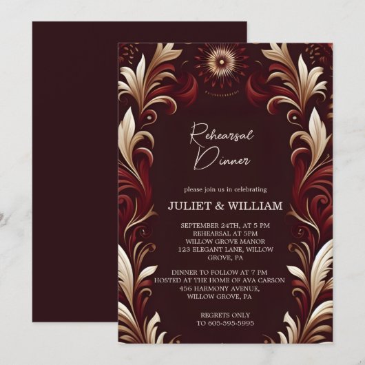 Rustiek Fiesta Bloemen Roos Spaans Repetitie Diner Kaart (Voorkant / Achterkant)