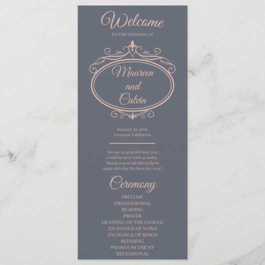 Rustiek filigraan bruiloft programma (Voorkant)