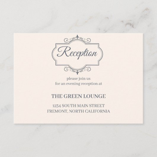 Rustiek filigraan, bruiloft receptie informatiekaartje (Voorkant)
