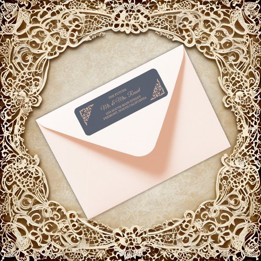 Rustiek filigraan, bruiloft retour adres etiket