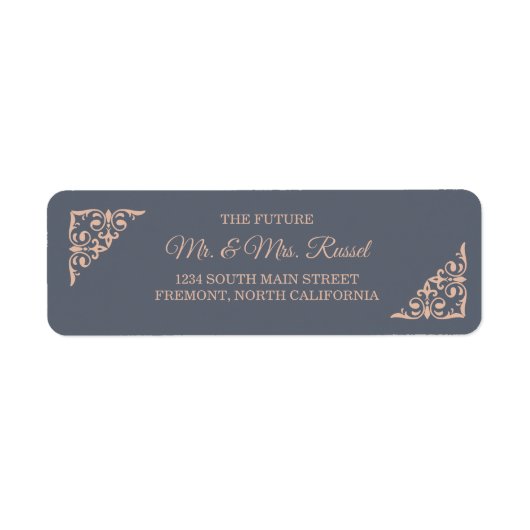 Rustiek filigraan, bruiloft retour adres etiket (Voorkant)