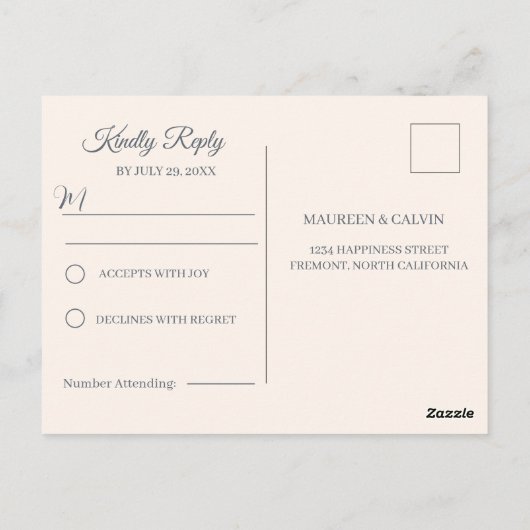 Rustiek filigraan, bruiloft RSVP Briefkaart (Achterkant)