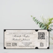 Rustiek  Film Ticket met RSVP QR Code Kaart (Staand voorkant)