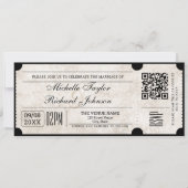 Rustiek  Film Ticket met RSVP QR Code Kaart (Voorkant)