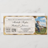 Rustiek  Film Ticket met RSVP QR Code Kaart (Voorkant)