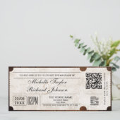 Rustiek  Film Ticket met RSVP QR Code Kaart (Staand voorkant)