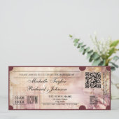 Rustiek  Film Ticket met RSVP QR Code Kaart (Staand voorkant)