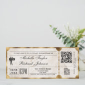 Rustiek Film Ticket met RSVP QR Code Kaart (Staand voorkant)
