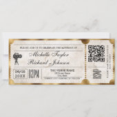 Rustiek Film Ticket met RSVP QR Code Kaart (Voorkant)