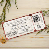 Rustiek Film Ticket met RSVP QR Code Kaart