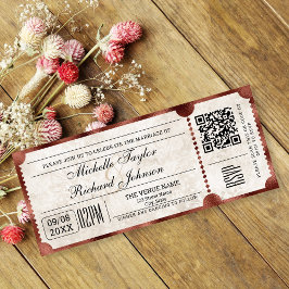 Rustiek  Film Ticket met RSVP QR Code Kaart