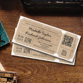 Rustiek Film Ticket met RSVP QR Code Kaart