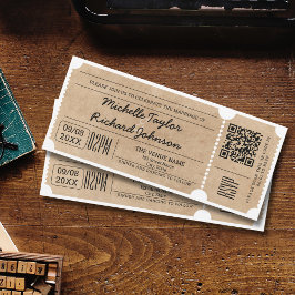 Rustiek  Film Ticket met RSVP QR Code Kaart