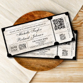 Rustiek Film Ticket met RSVP QR Code Kaart