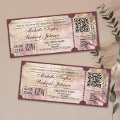 Rustiek Film Ticket met RSVP QR Code Kaart