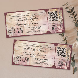 Rustiek  Film Ticket met RSVP QR Code Kaart