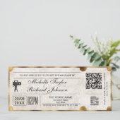 Rustiek  Film Ticket met RSVP QR Code Kaart (Staand voorkant)