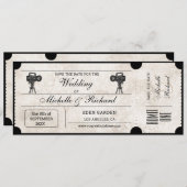  rustiek filmticket Save the Date Kaart (Voorkant / Achterkant)