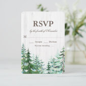 Rustiek Fir Tree Bruiloft RSVP (Staand voorkant)